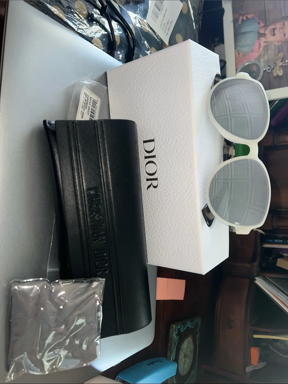 NEW CHRISTIAN DIOR DIORONDE2 X61DC WHITE TORT FRAMES SUNGLASSES 58-16